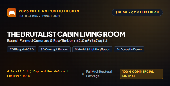 The Brutalist Cabin Living Room
